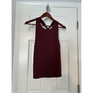Banana Republic Burgundy Tie Back Sleeveless Blouse Top Size L Stretch Knit